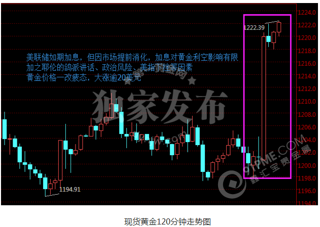 耶倫講話回歸鴿派 黃金仍暴漲20美元